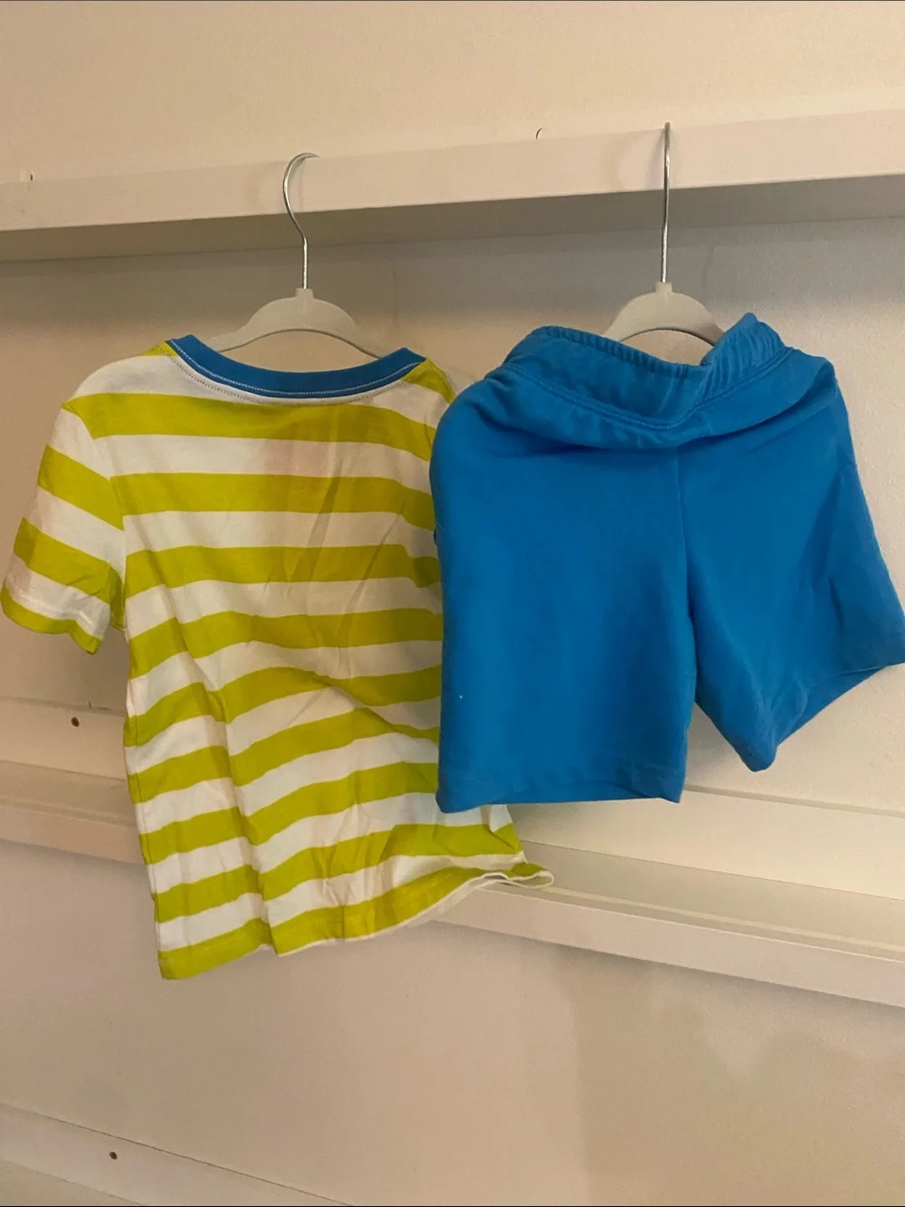 Cat & Jack Lime Green and White Striped Tee with Blue Shorts